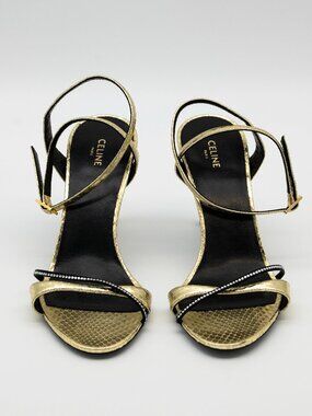 Celine Platinum Evening High Heel Strass Sandal Size 36